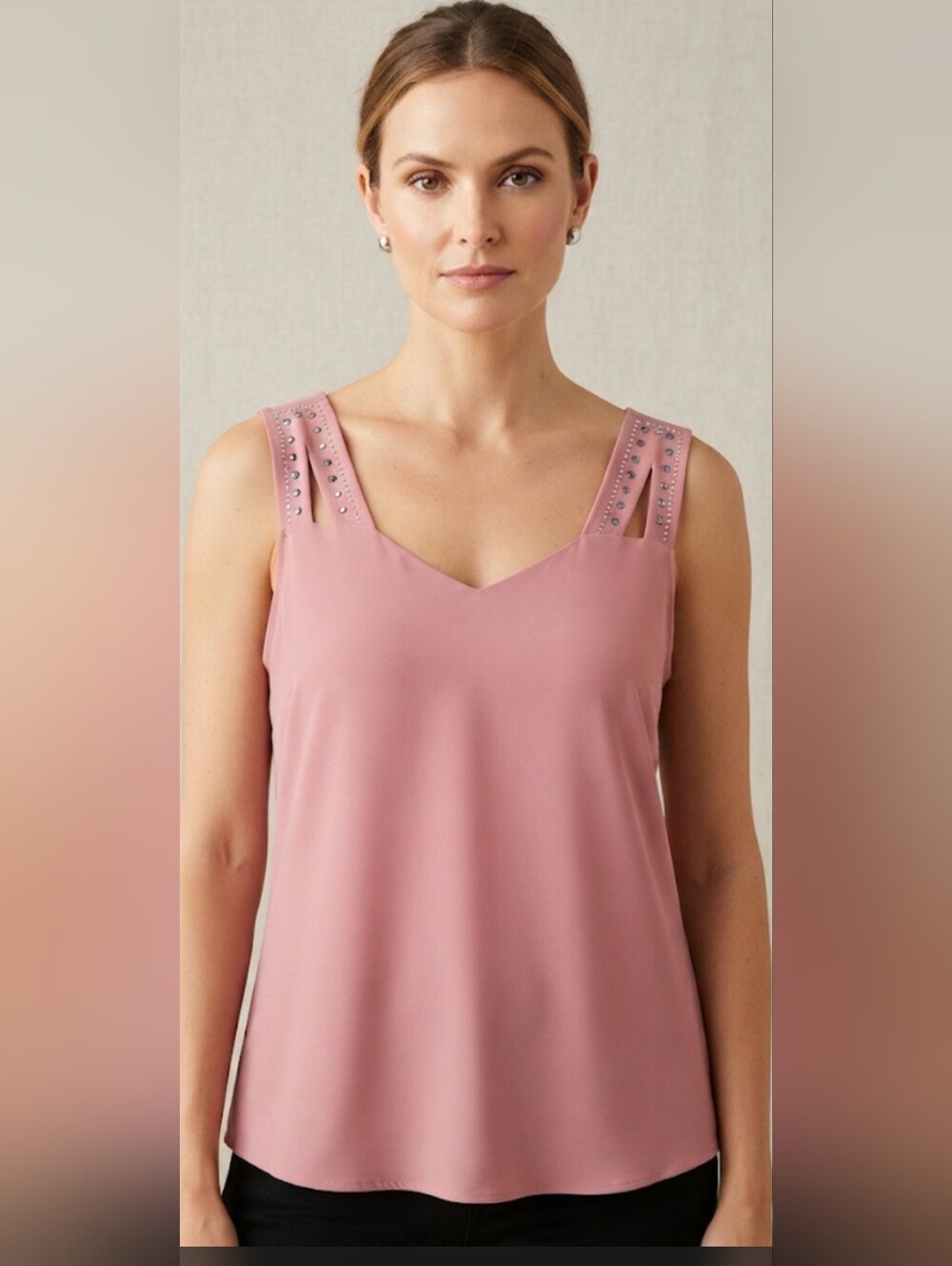 Women's Pink Rhinestone Detail Diana Bill Top